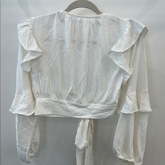 White Ruffled Tie Top - Picture 4 of 4